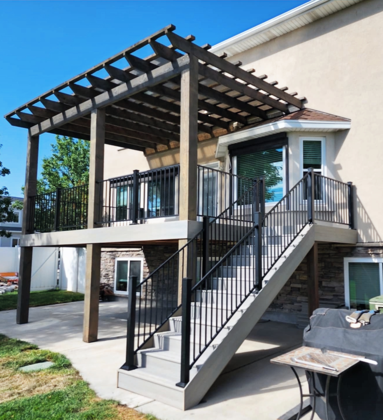 Pergola Deck with Staircase built by Next Level Exteriors